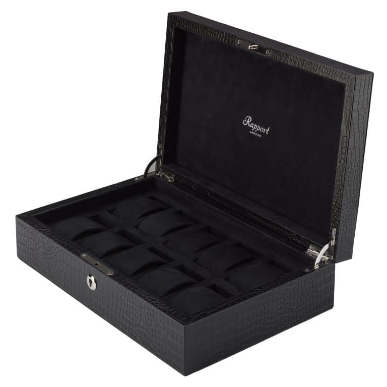 Rapport Brompton 10 Piece Leather Watch Box - Black - Image 3