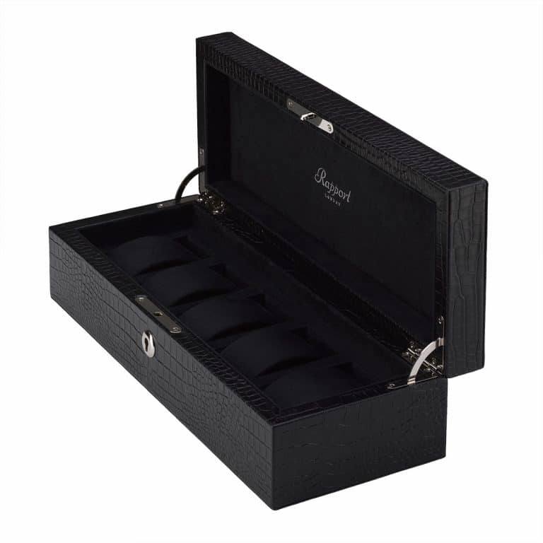 Rapport Brompton 5 Piece Leather Watch Box - Black - Image 3