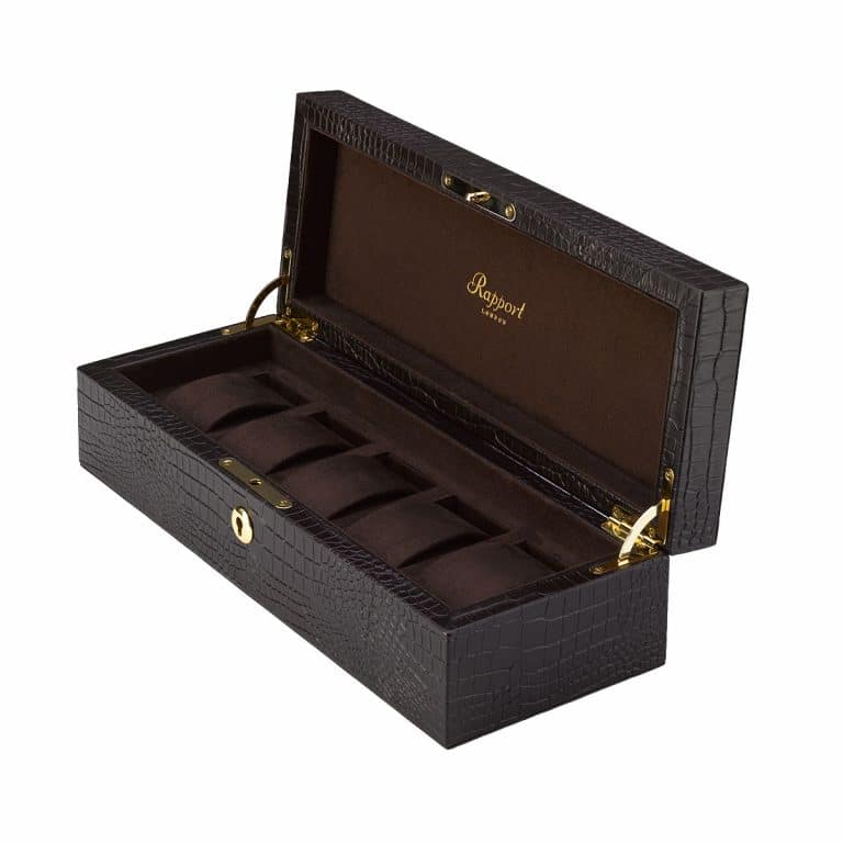 Rapport Brompton 5 Piece Leather Watch Box - Brown - Image 3