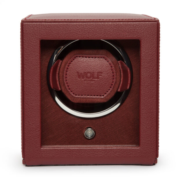 WOLF Cub Single Watch Winder With Cover - Bordeaux - Image 2