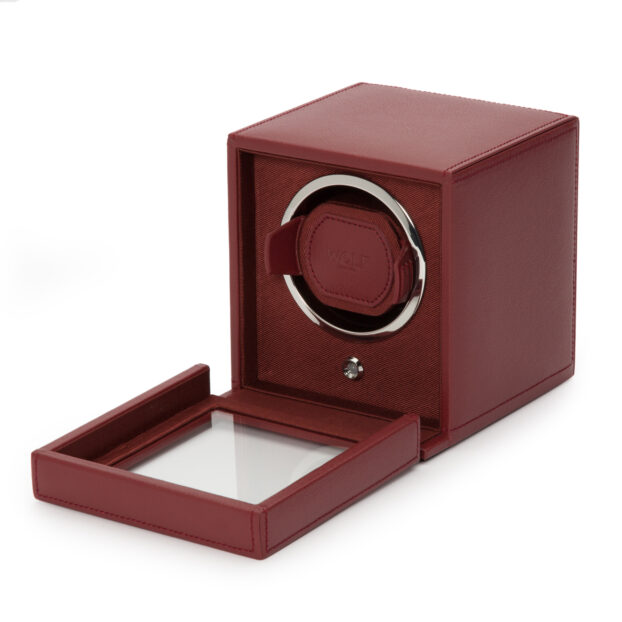 WOLF Cub Single Watch Winder With Cover - Bordeaux - Image 5