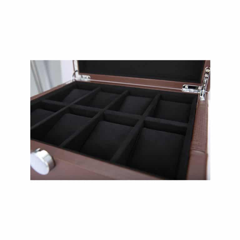 Benson Black Series 8 Piece Leather Watch Box - Brown - Image 3