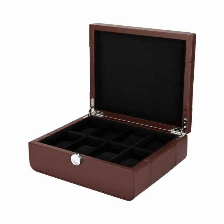 Benson Black Series 8 Piece Leather Watch Box - Brown