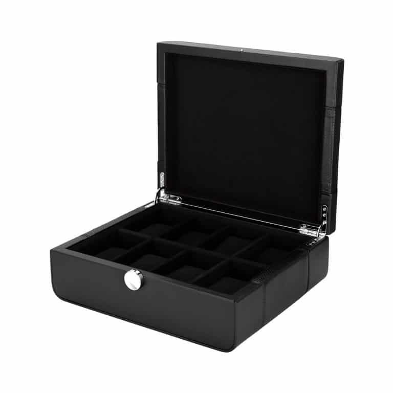 Benson Black Series 8 Piece Leather Watch Box - Black