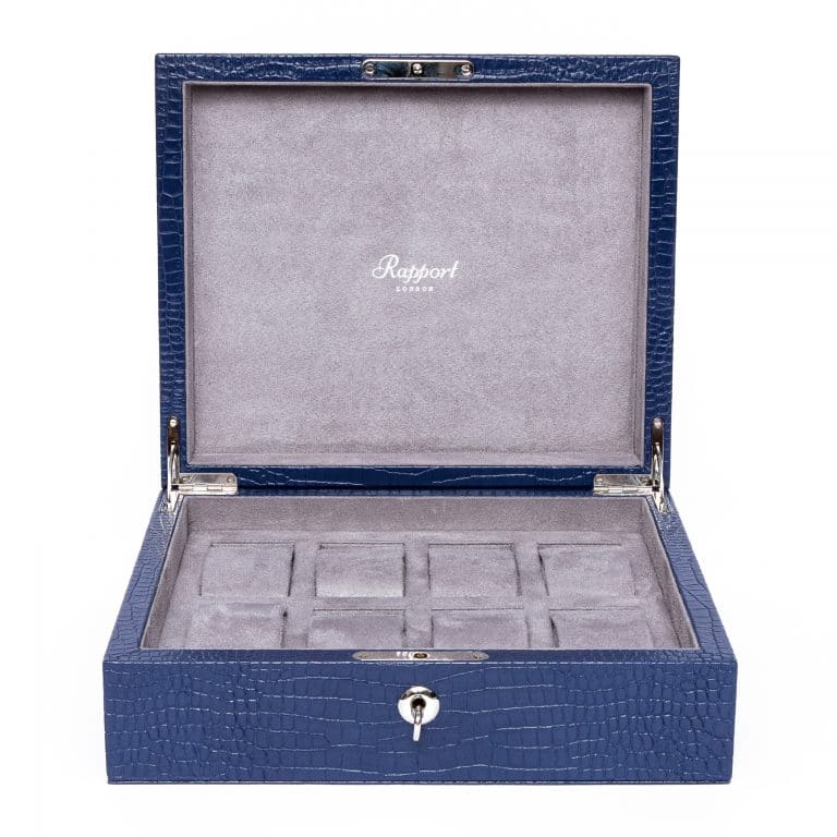 Rapport Brompton 8 Piece Leather Watch Box - Blue