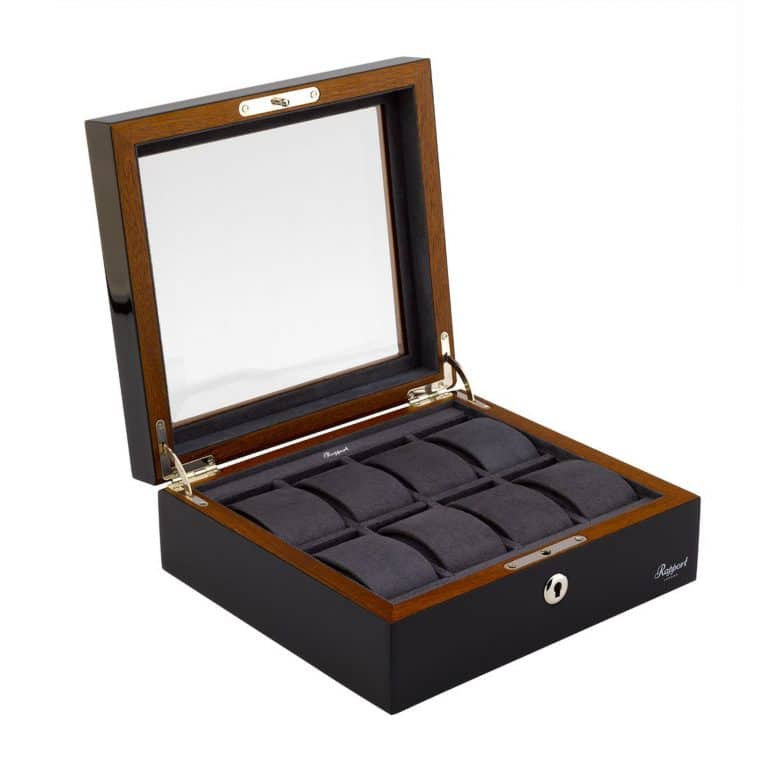 Rapport Optic 8 Piece Watch Box - High Gloss Black