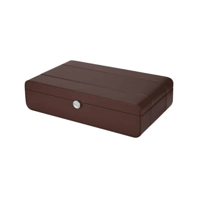 Benson Black Series 12 Piece Leather Watch Box - Brown - Image 2