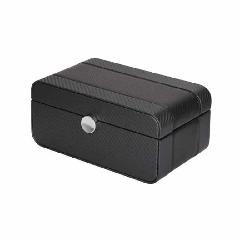 Benson Black Series 3 Piece Leather Watch Box - Carbon Fibre - Image 5