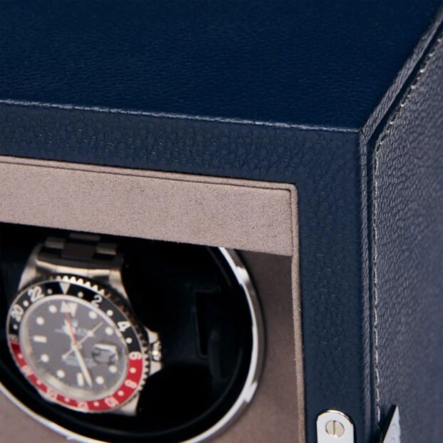 Quantum Duo Blue Watch Winder Stitching Detail