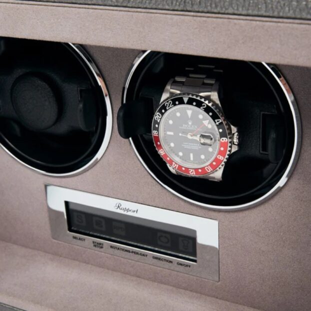 Quantum Duo Silver Watch Winder Angle Detail