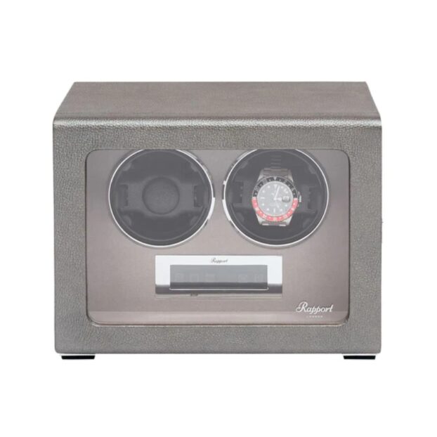 Quantum Duo Silver Watch Winder Front Closed