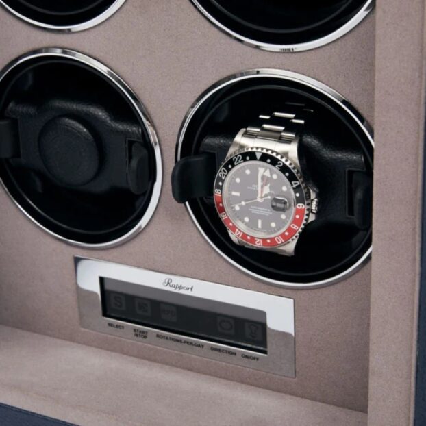 Quantum Quad Blue Watch Winder Front Angle Detail