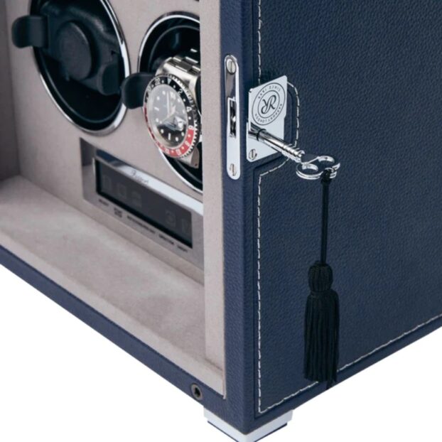 Quantum Quad Blue Watch Winder Lock Detail