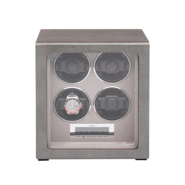 Quantum Quad Silver Watch Winder Front Closed