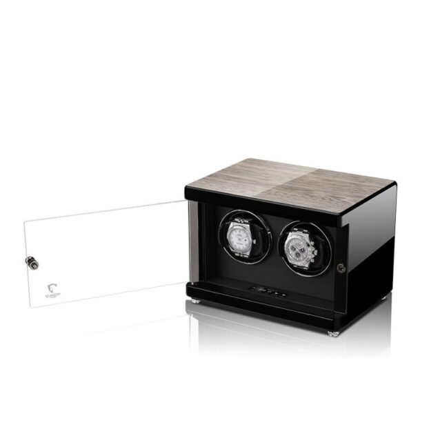 Ambiente Double Watch Winder Jichimu Wood Front Angle Open