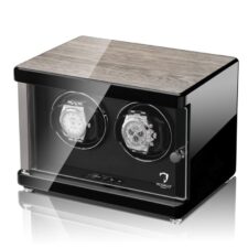 Ambiente Double Watch Winder Jichimu Wood Front Angle Watch