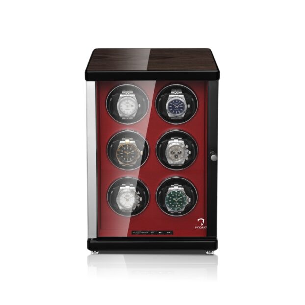 Ambiente Six Tower Watch Winder Macassar Red Front Watches