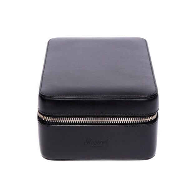 Hyde Park Quad Watch Box Black Zip Case Front Closed