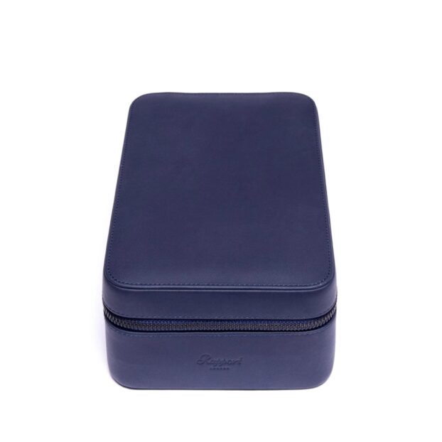 Hyde Park Quad Watch Box Blue Zip Case Front Closed