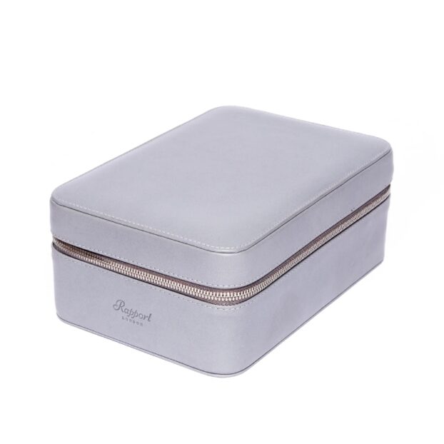 Hyde Park Quad Watch Box Grey Zip Case Front Angle Closed