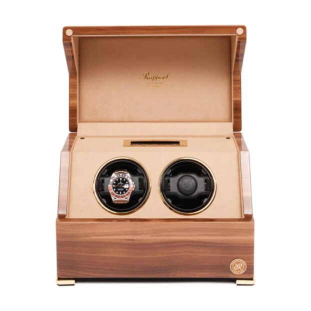 Rapport Perpetua III Duo Watch Winder Walnut Front Open