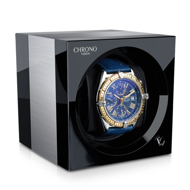 ChronoVision One Black Gloss Brushed Alu Front Angle Watch