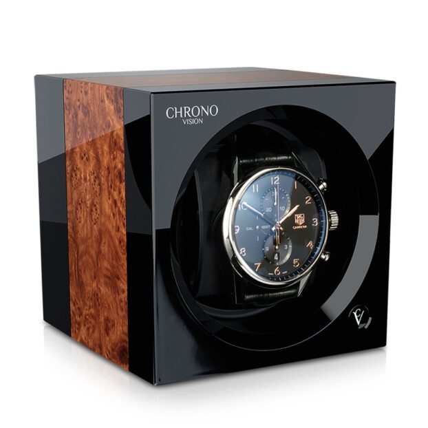 ChronoVision One Black Gloss Elm Front Angle Watch