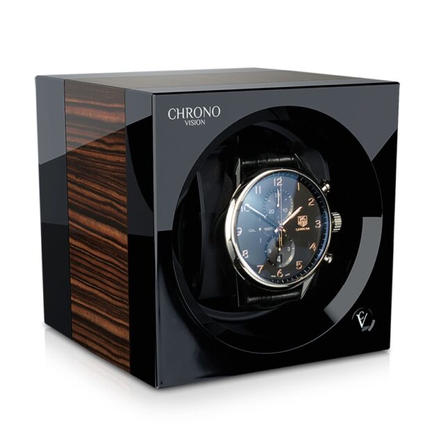 ChronoVision One Black Gloss Macassar Front Angle Watch