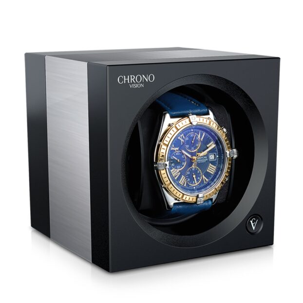 ChronoVision One Black Silk Brushed Alu Front Angle Watch