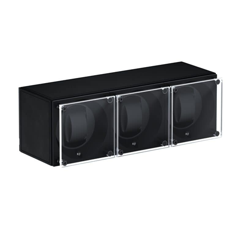 Masterbox Trio black Leather Front angle Glass